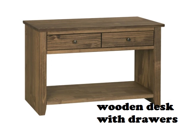 wooden desk with drawers